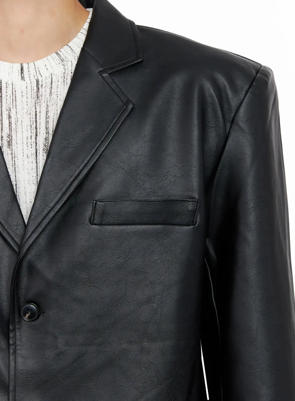 Men's Faux Leather Blazer Jacket IO516