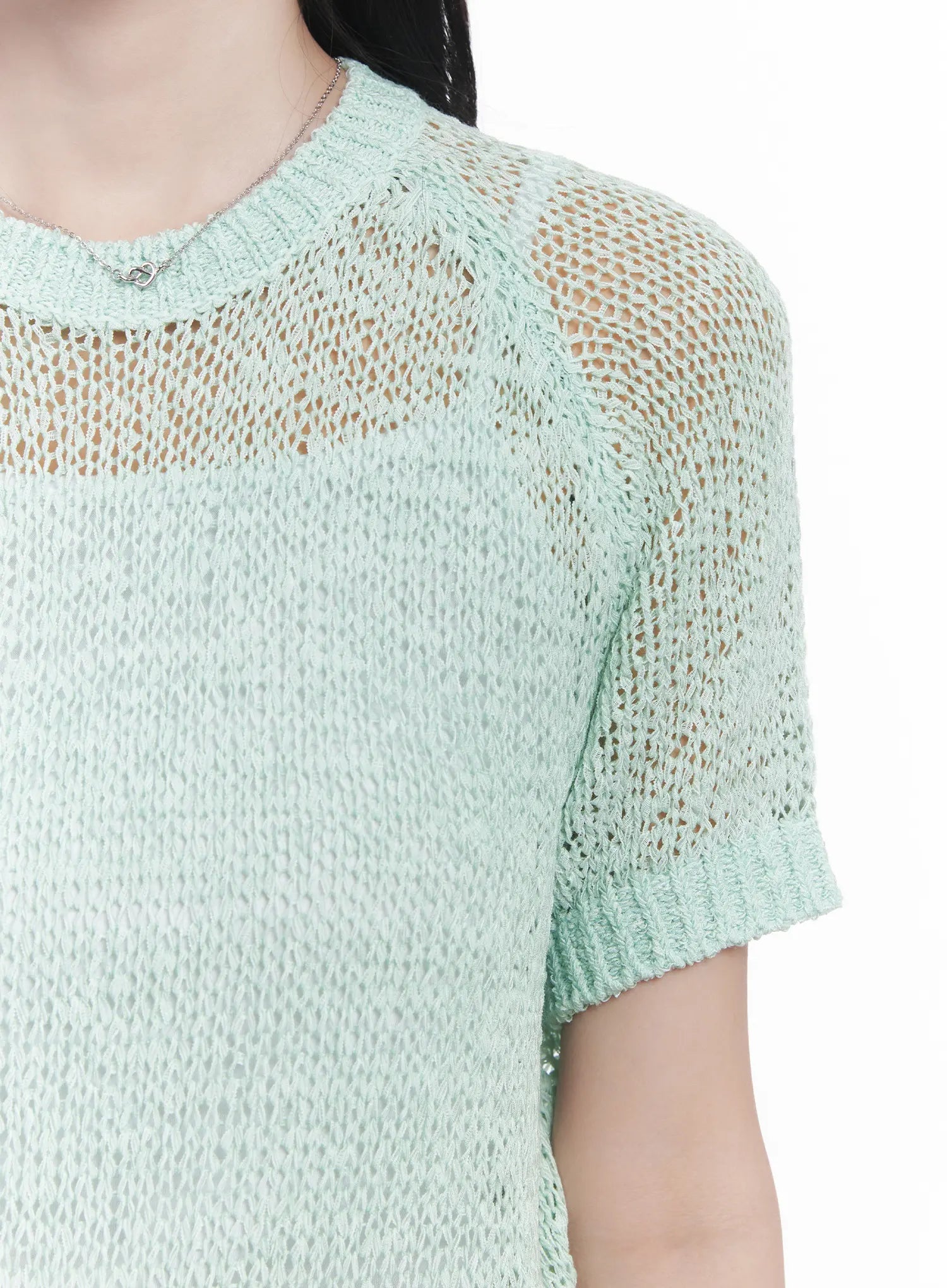 Sheer Short-Sleeve Sweater CU523