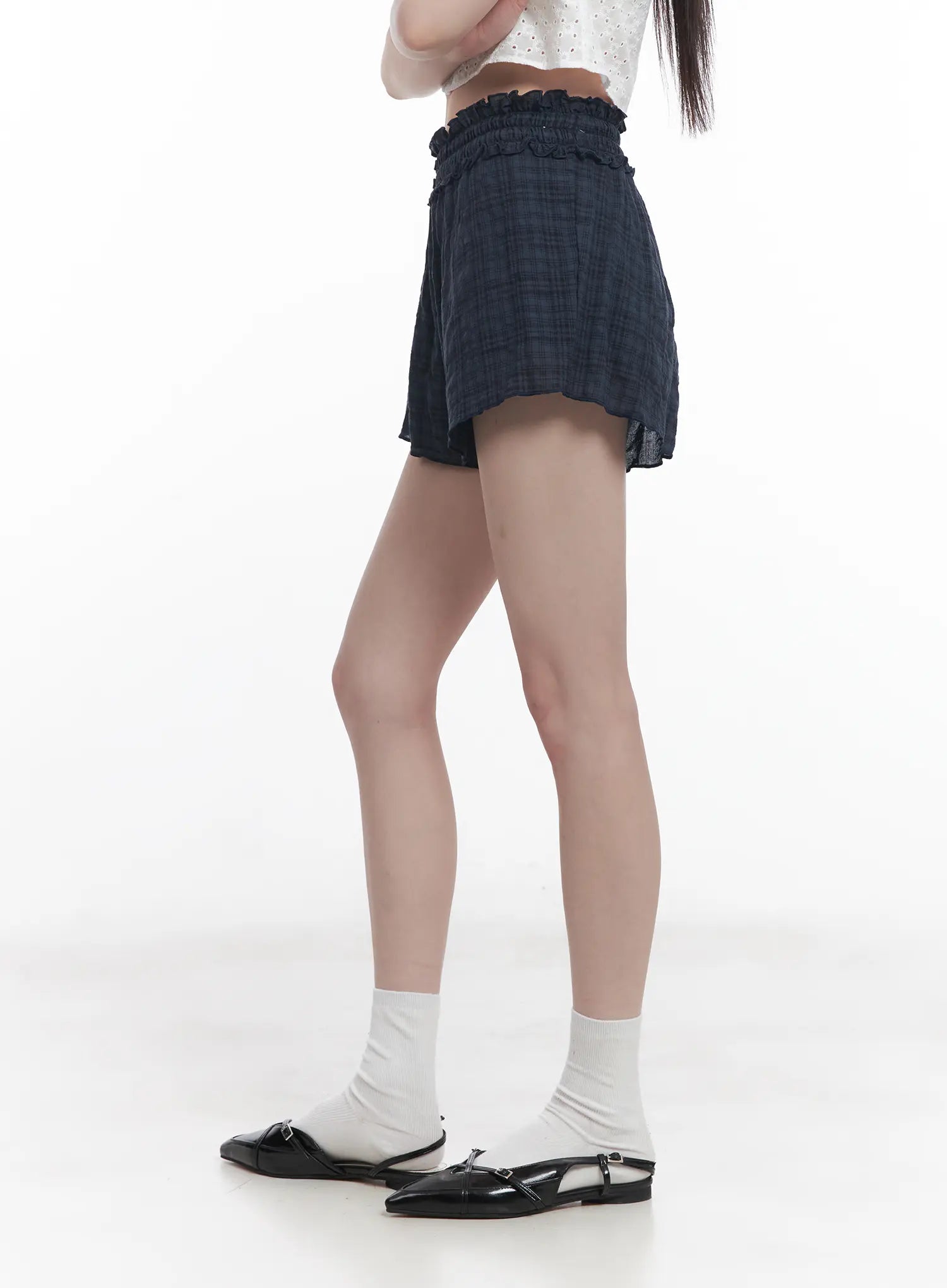 Plaid Print Frilly Shorts CU518