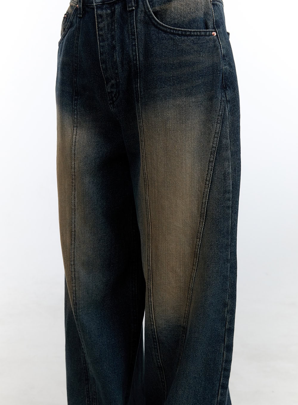 Cari Stitched Washed Denim Baggy Jeans CG413