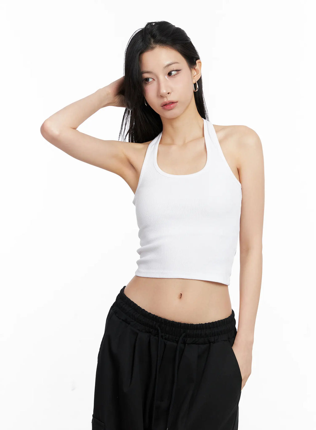 Ribbed Halter Crop Tank Top CC1109