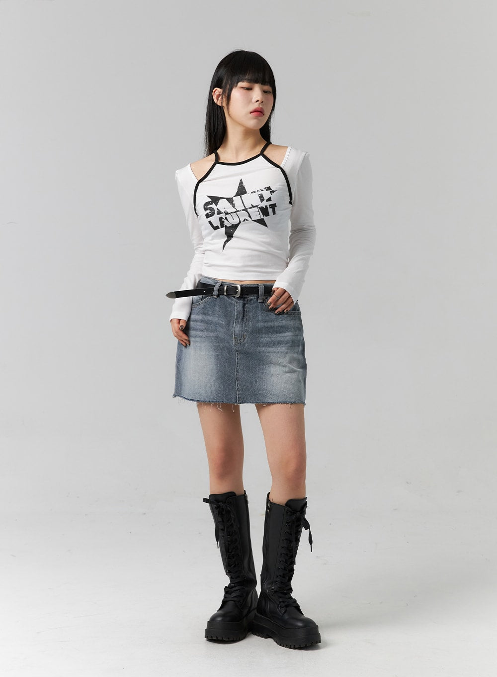 Graphic Cut-Out Crop Top CS314