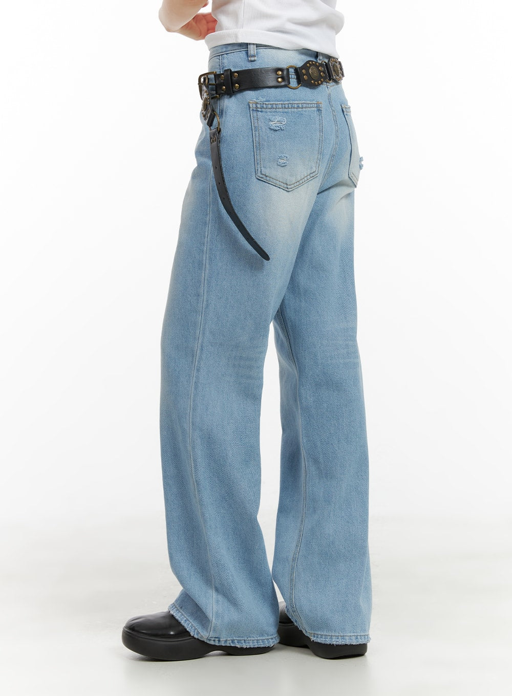 Cotton Washed Straight Jeans CA418