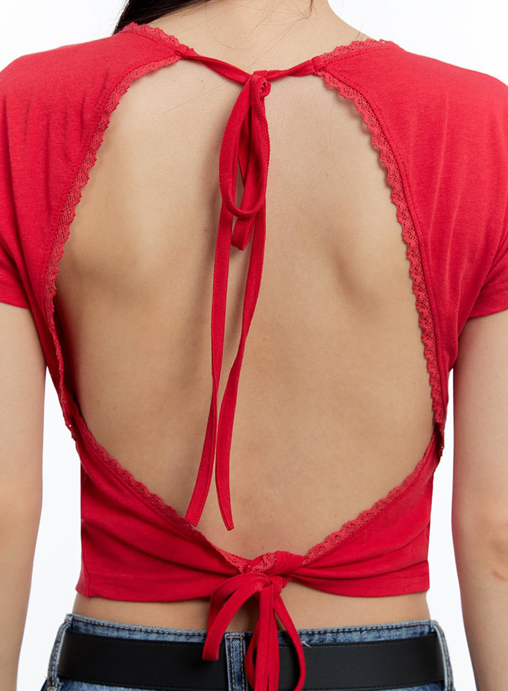 Lace Backless Crop Top IU503