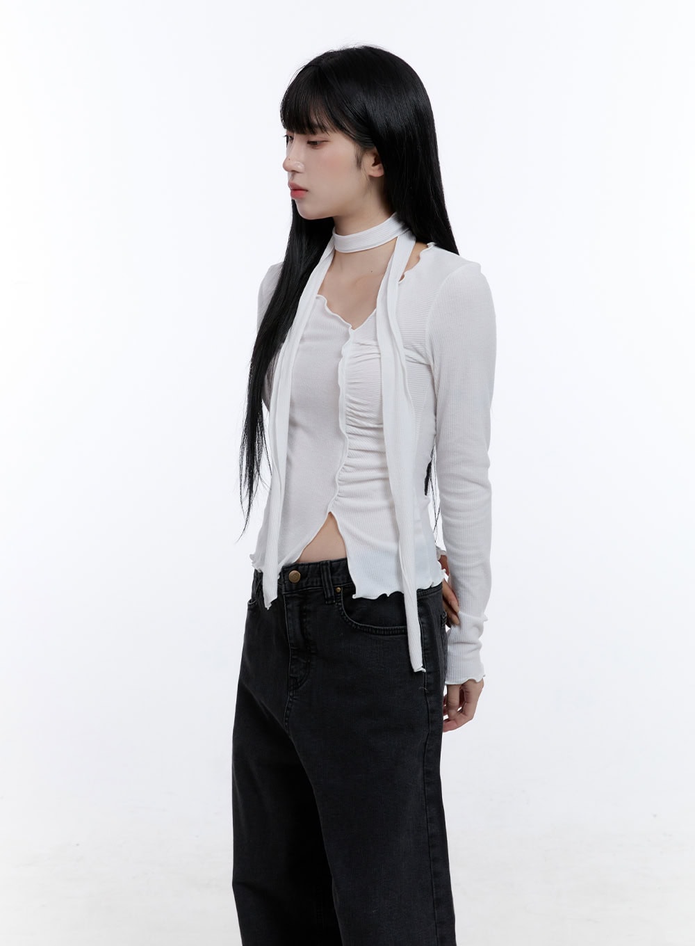 Shirring Detail Slim-Fit Crop Top CD419