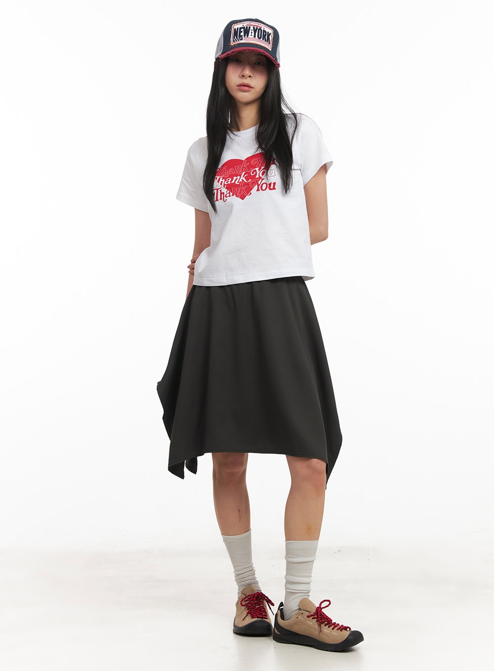 Asymmetric Flared Midi Skirt CM504