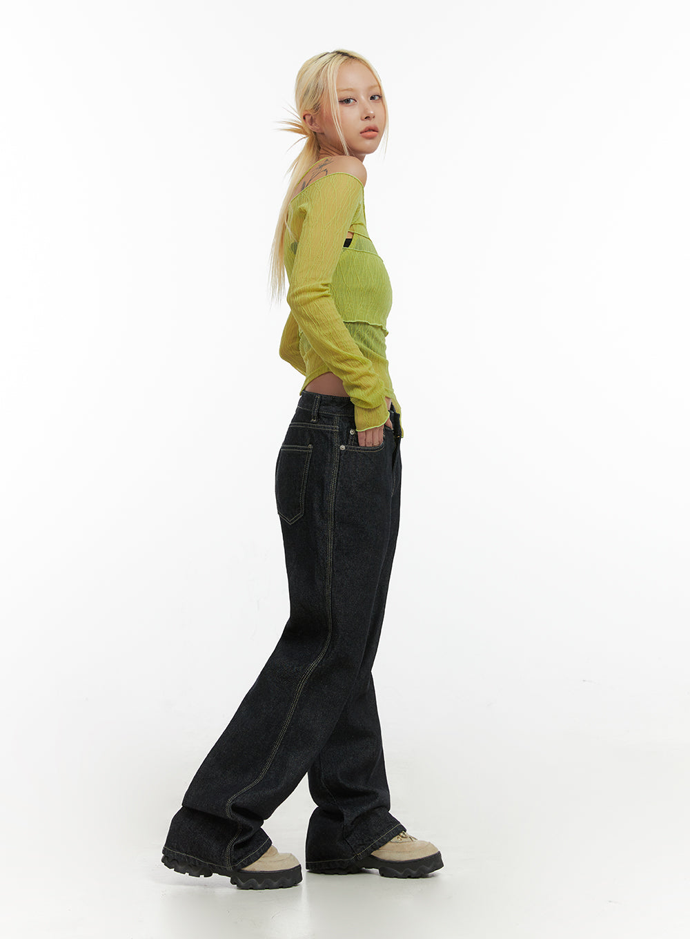 Keira Denim Stitched Bootcut Jeans CO415