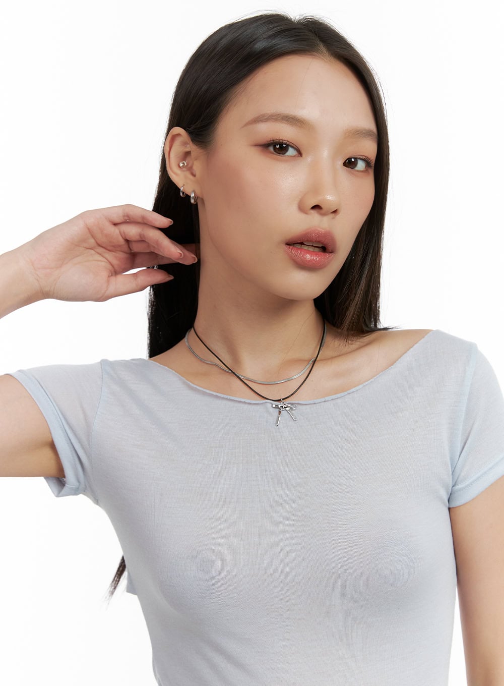 Ribbon Two Line Necklace IL417