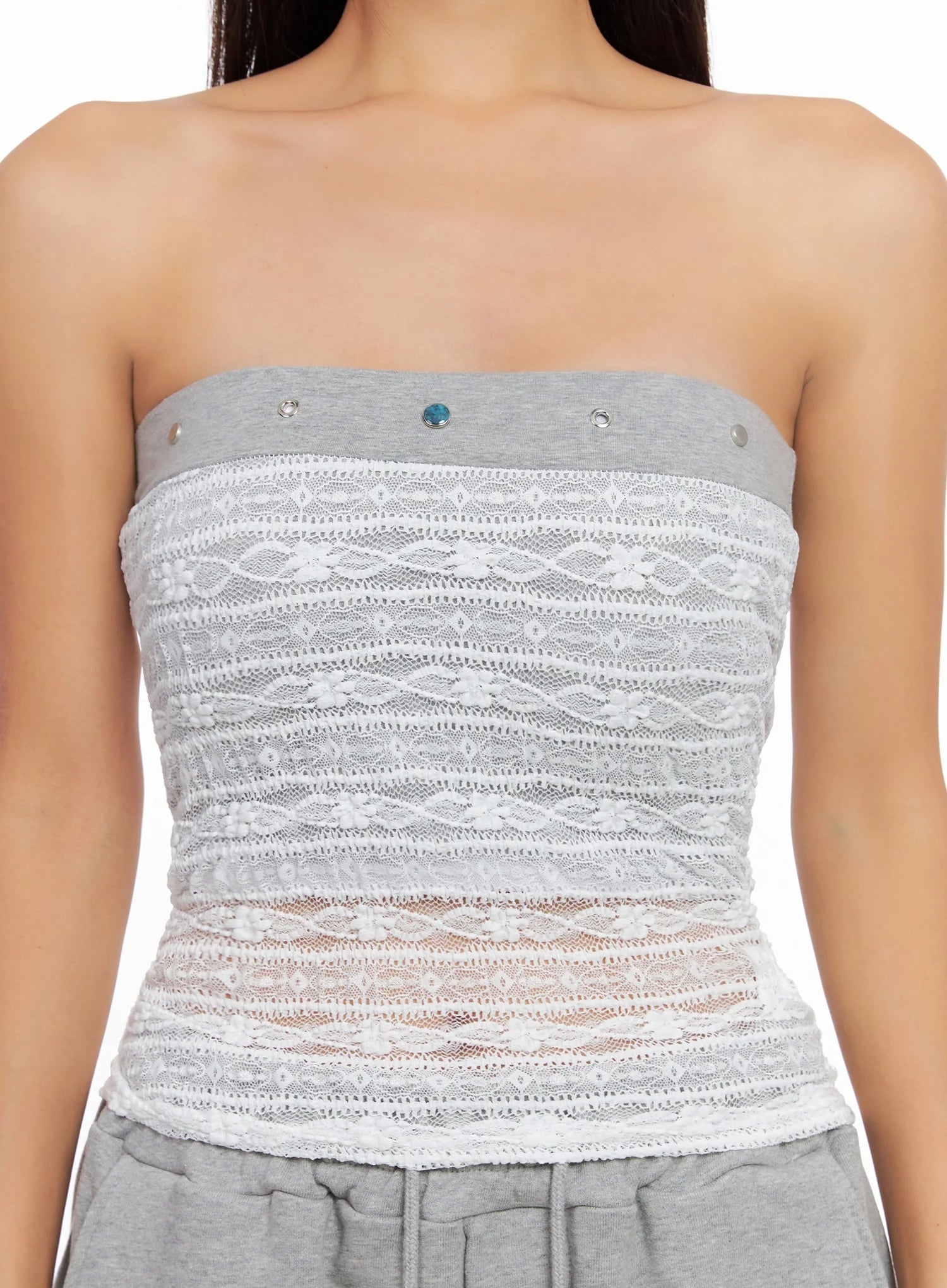 Studded Lace Tube Top IG528