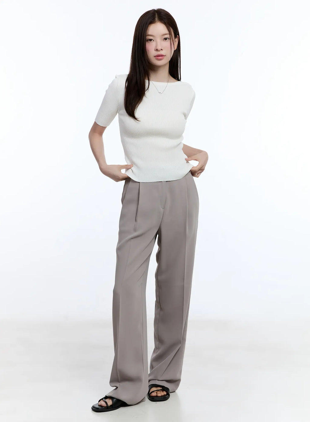 Elegant Pintuck Wide-Leg Pants CU513