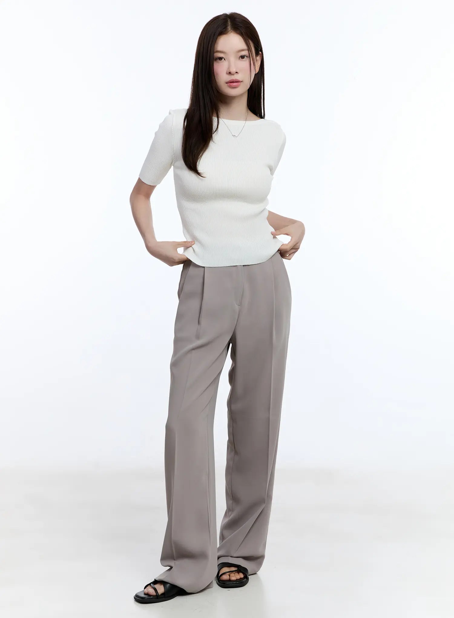 Elegant Pintuck Wide-Leg Pants CU513