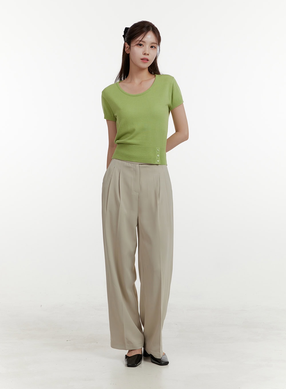 Solid Wide-Fit Trousers OY409
