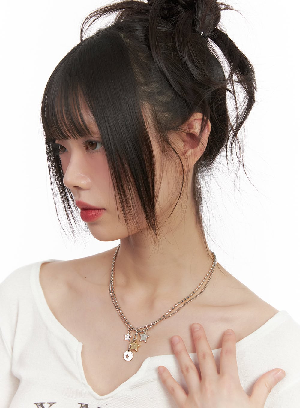 Three-Star Two-Row Necklace CJ502