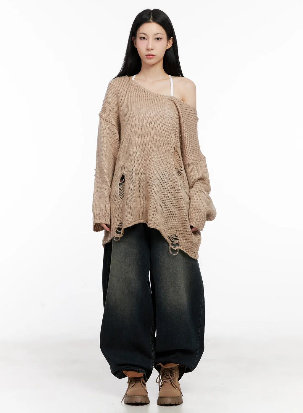 Distressed Loose Knit Sweater CG522