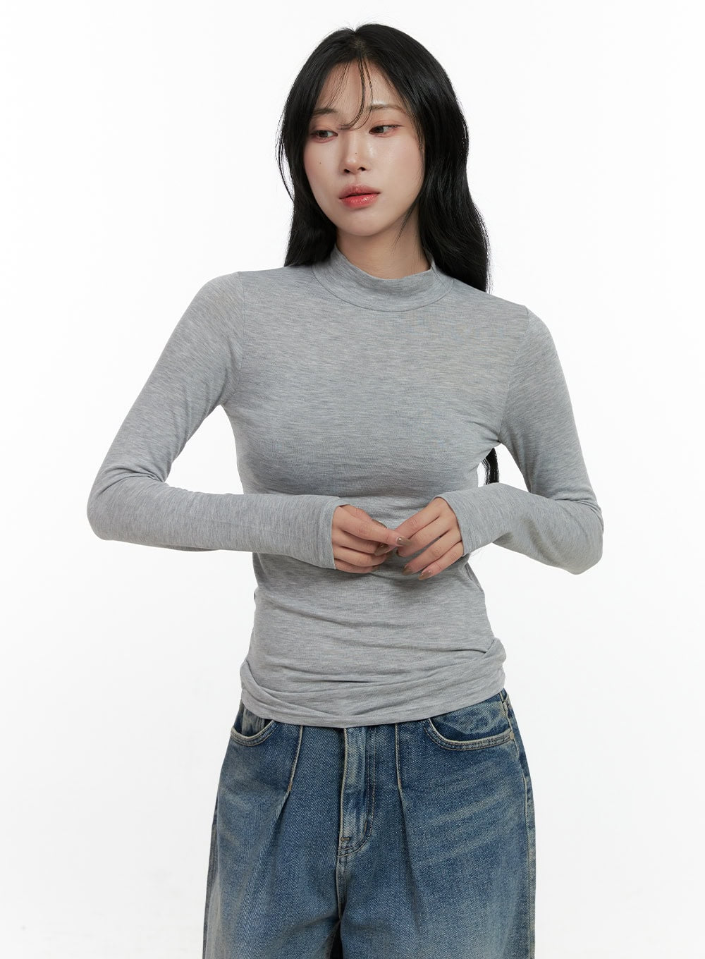 Elegant Solid Long Sleeve Tee CN408