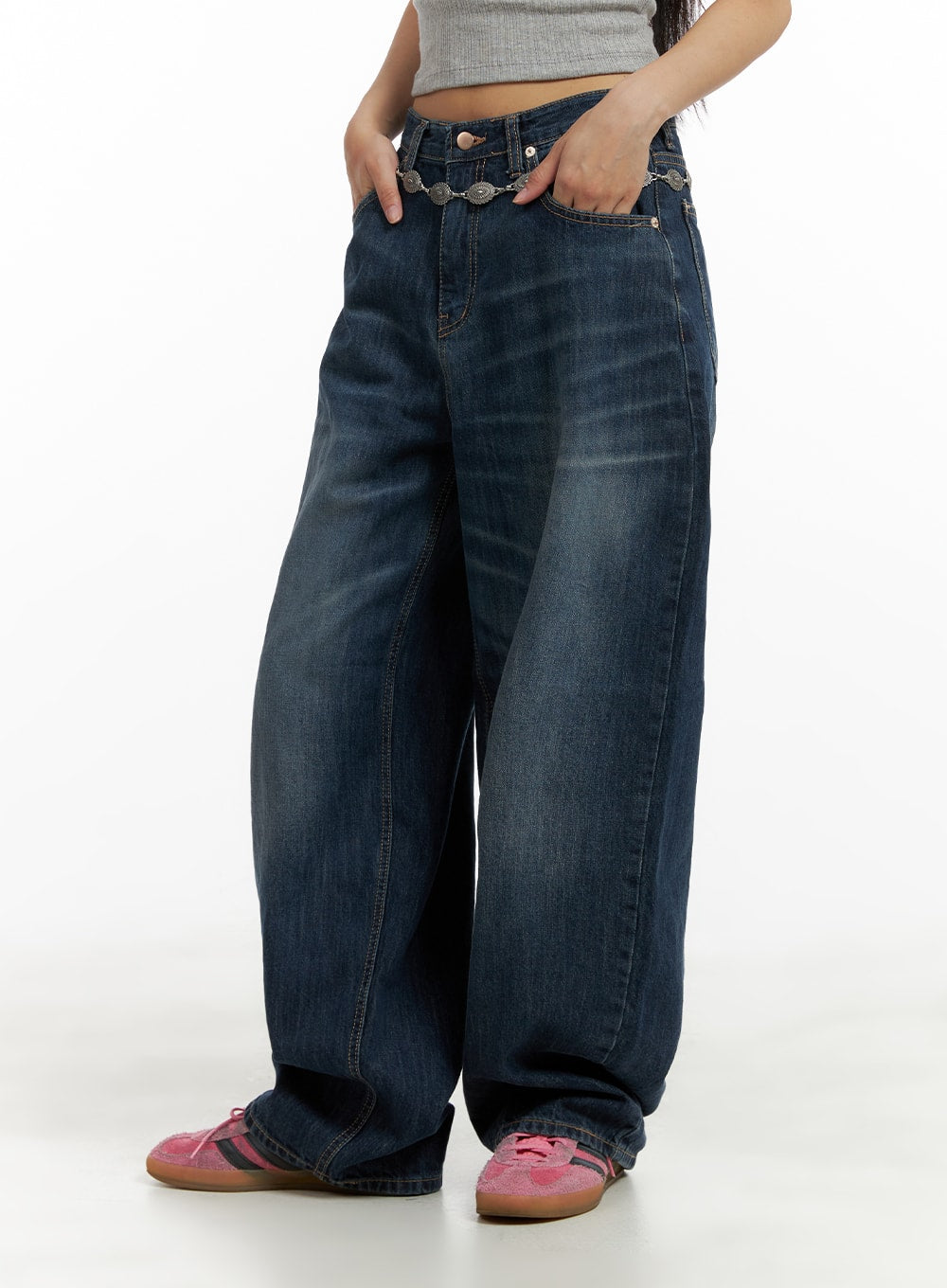 Washed Denim Baggy Jeans CA423