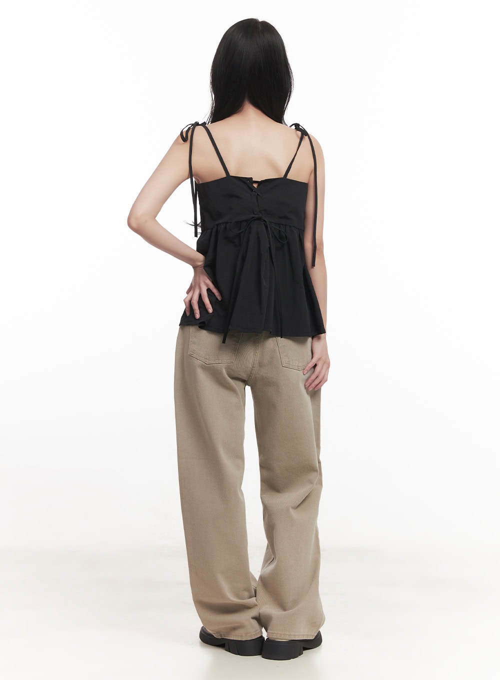 Flare Square-Neck Ribbon Cami Top CA511