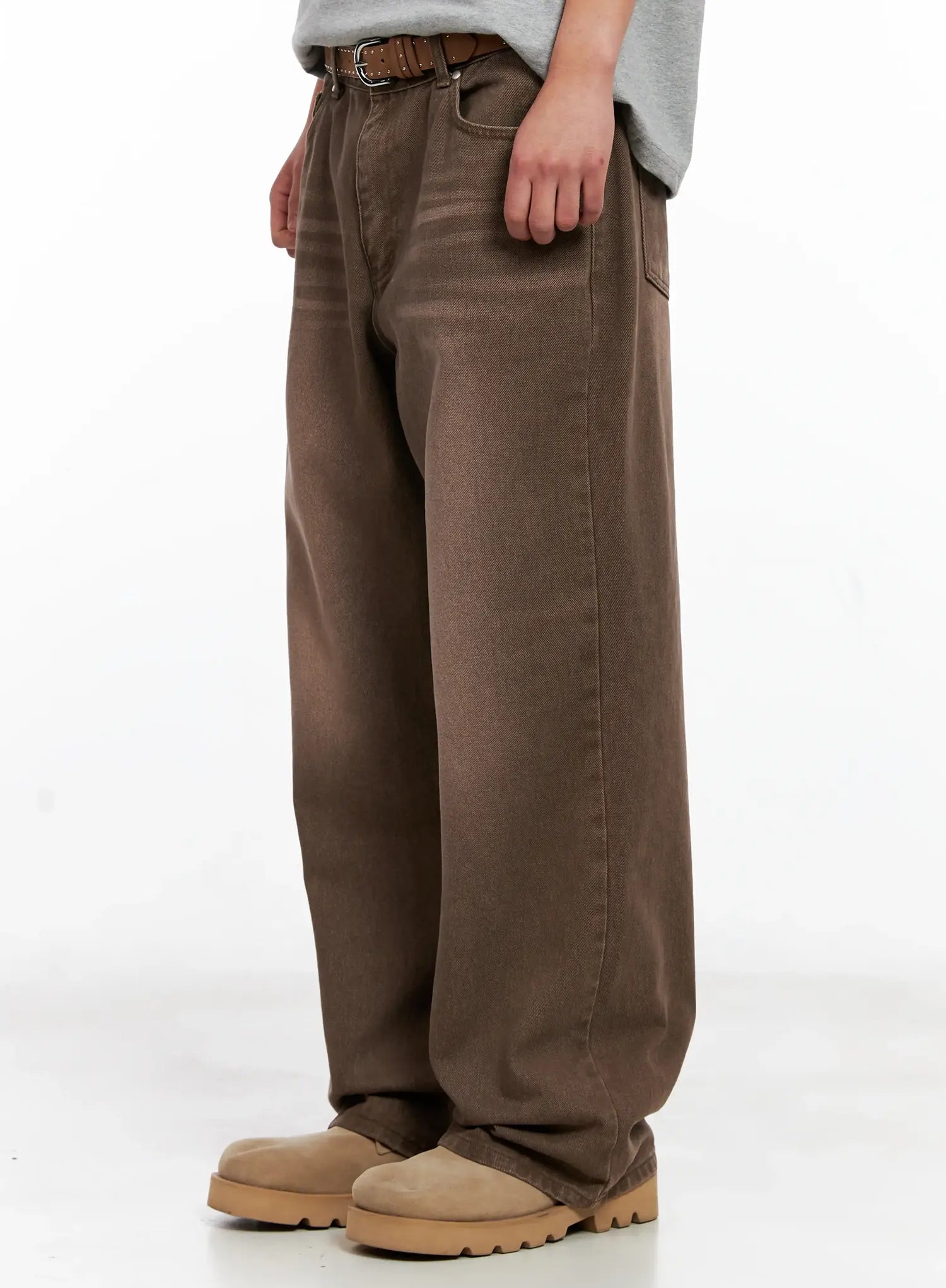 Men's Washed Wide-Leg Denim Jeans IG511