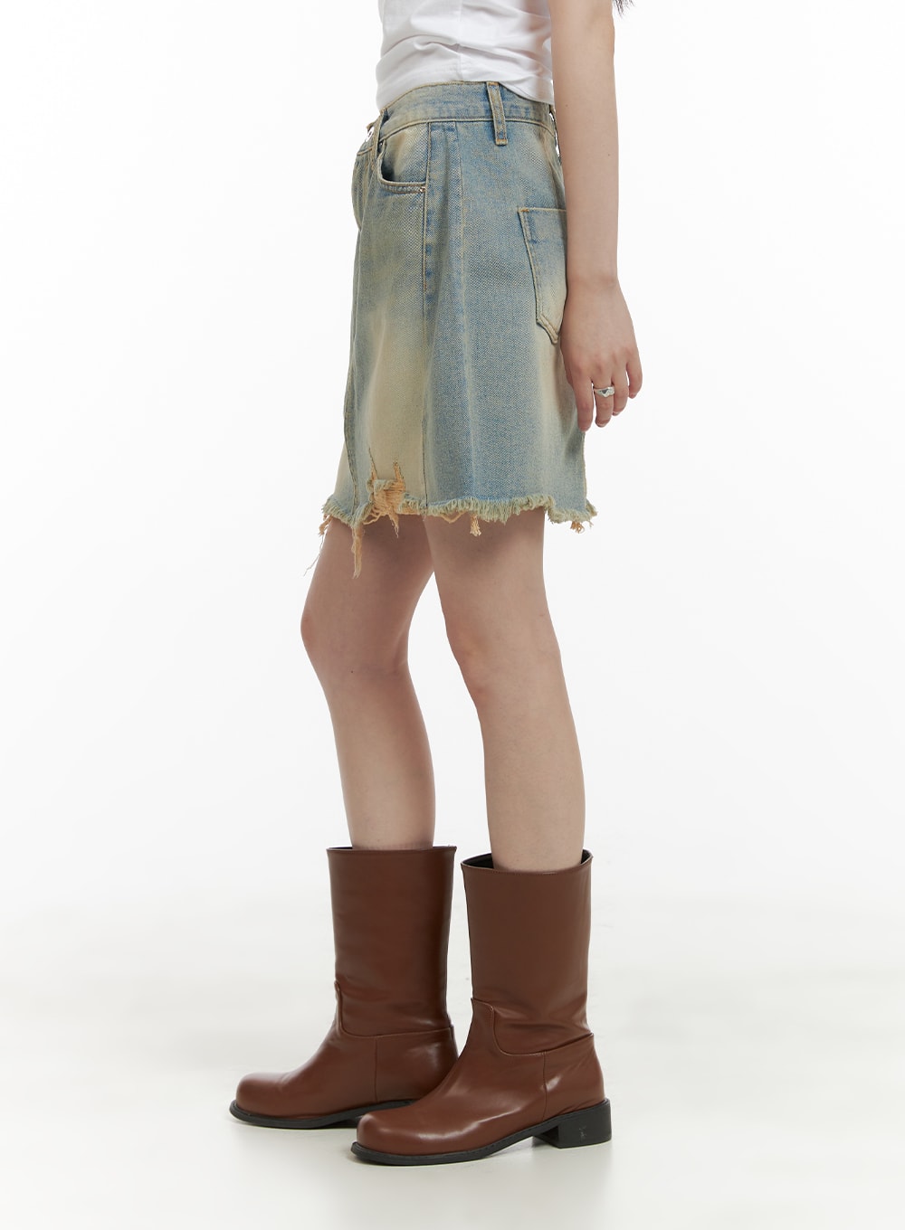 Vintage Destroyed Hem Mini Skirt CA418