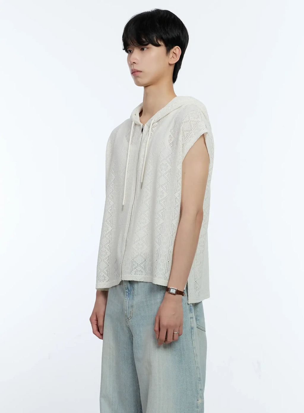 Men's Sleeveless Knit Zip-Up Jacket IG501