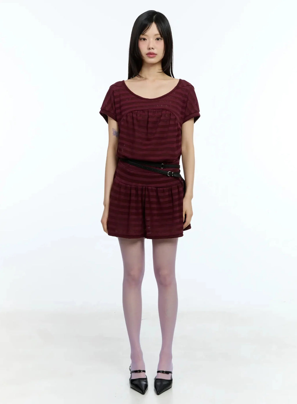 Striped Relaxed-Fit Mini Dress IU524