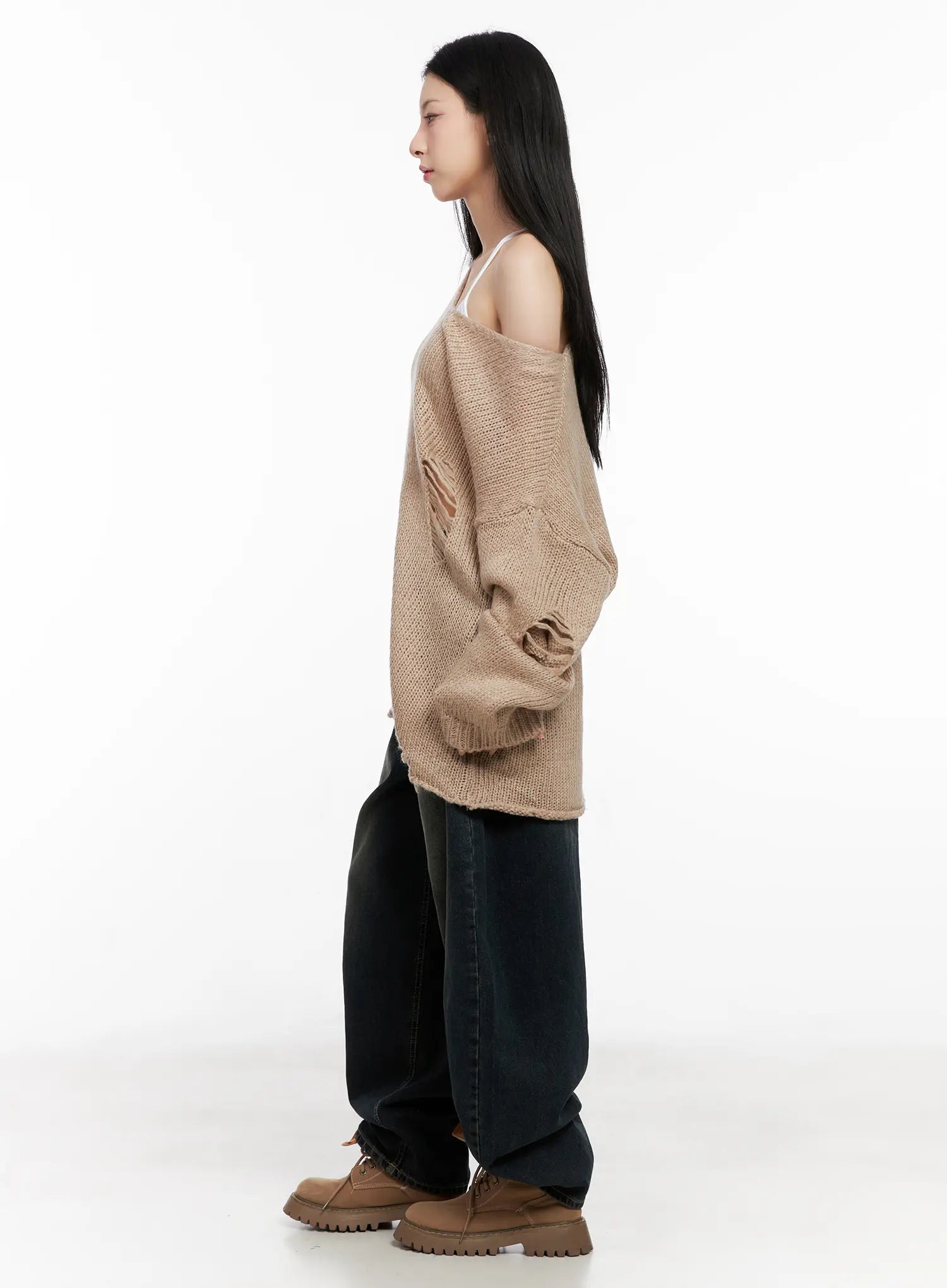 Distressed Loose Knit Sweater CG522