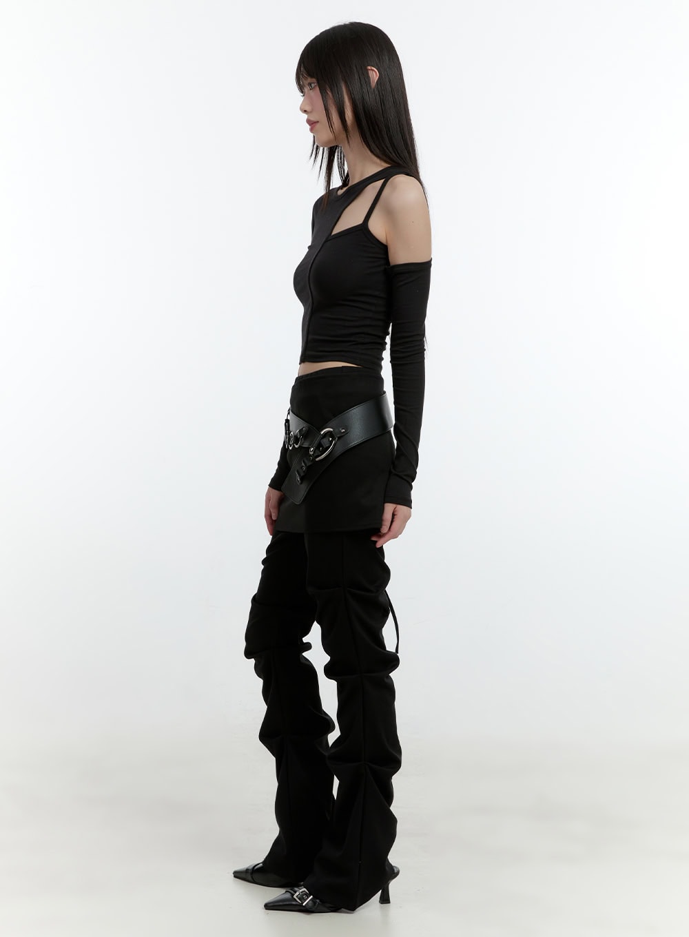 One-Shoulder Cutout Crop Top CF507