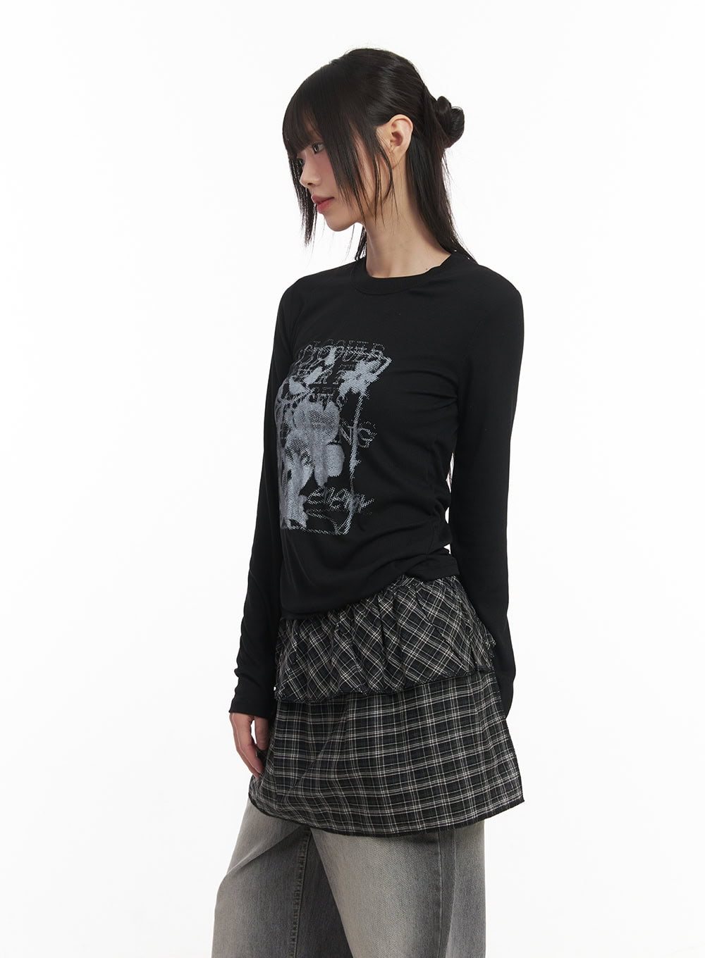 Flower Graphic Long-Sleeve Top CF519