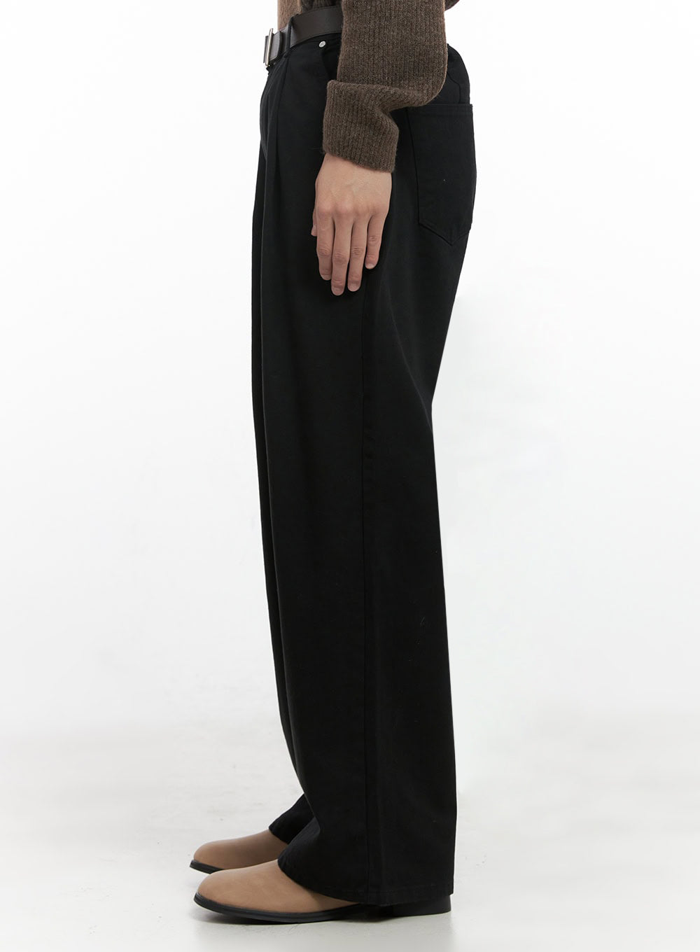 Men's Cotton Pintuck Wide-Fit Pants ID406