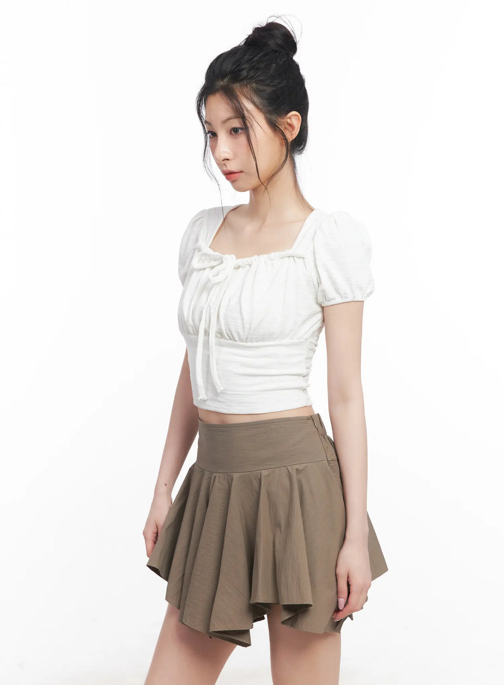 Puff Sleeve Square Neck Crop Top CU510