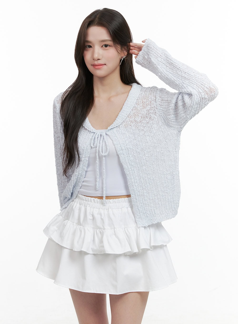 Ribbon Sheer Knit Cardigan OG409