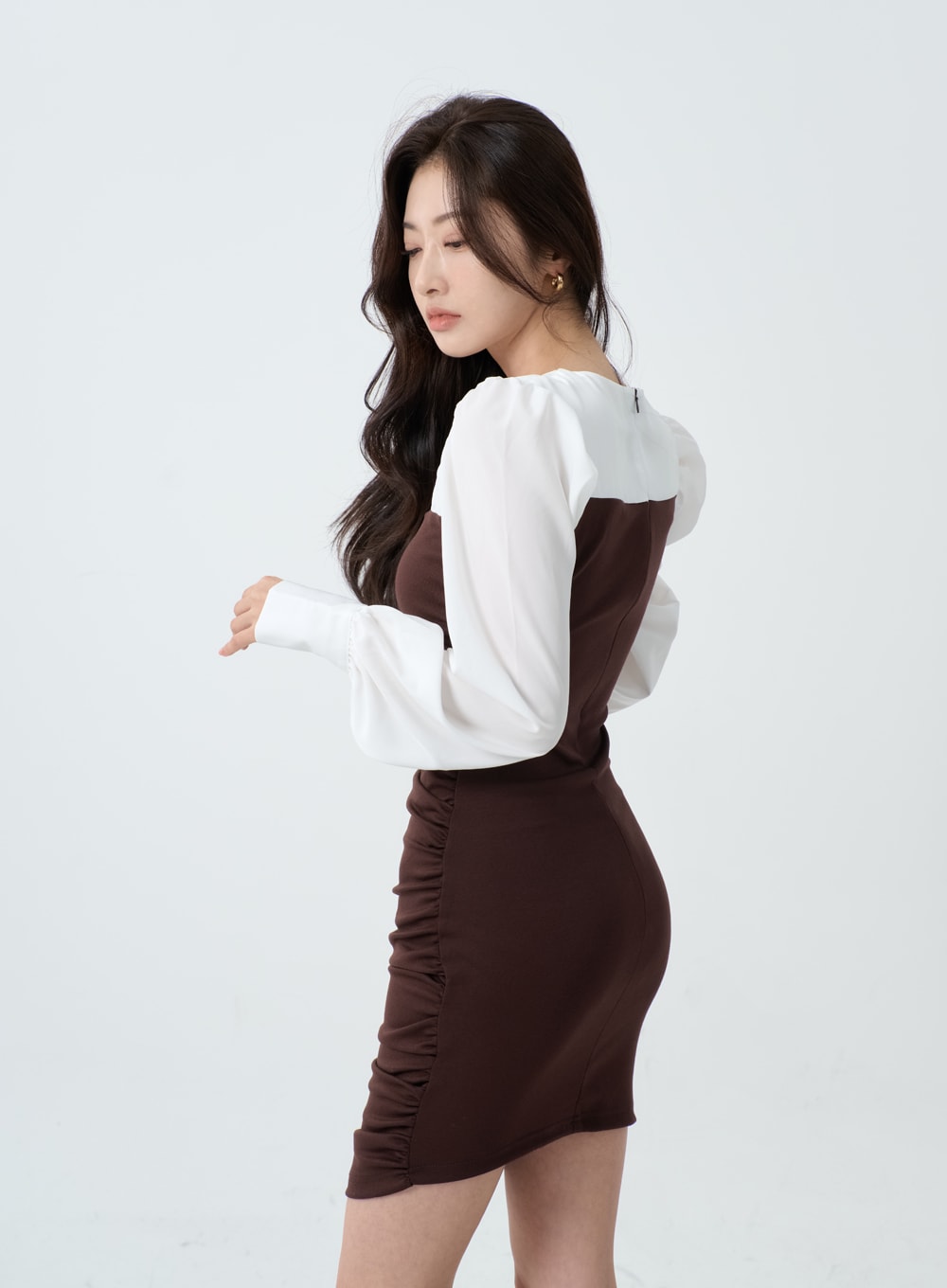 Elegant Square Neck Ruffle Pencil Mini Dress IO19