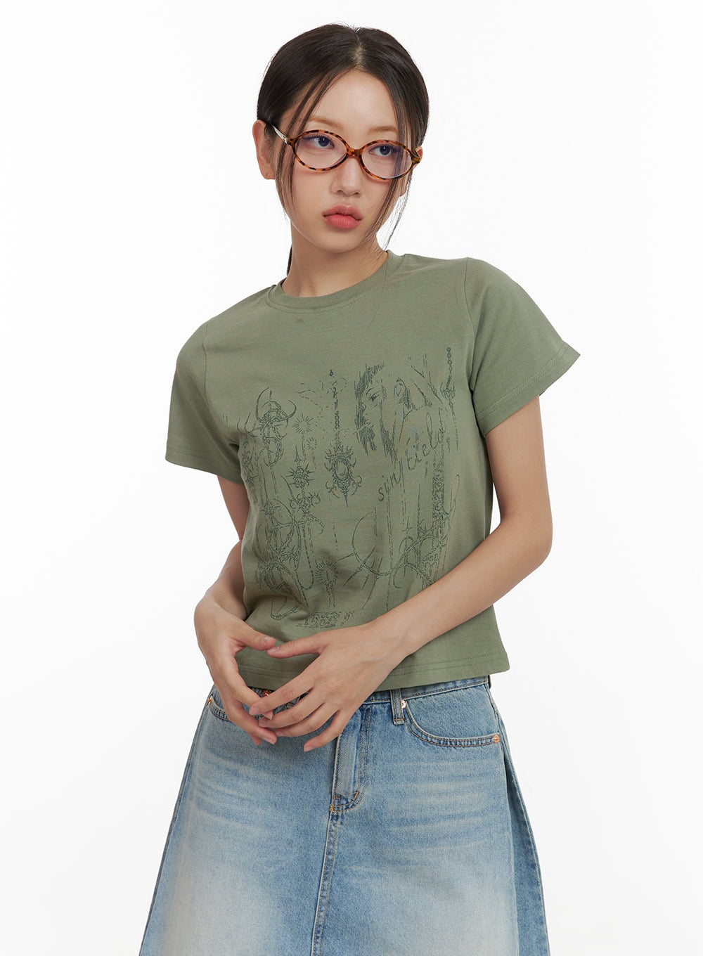 Cotton Graphic Crop Tee CU405