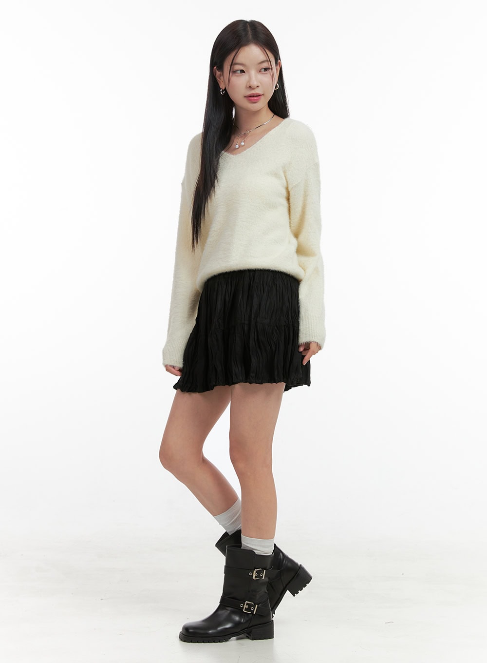 Wrinkled Ruffle Mini Skirt OO416