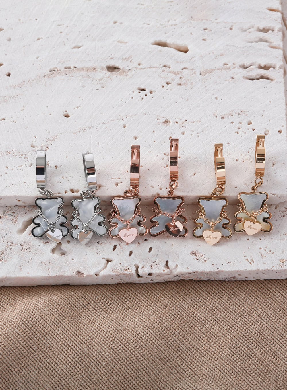 Heart Necklace Bear Ring Earrings IL404