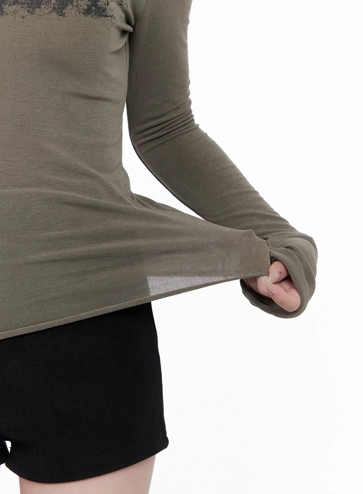 Off-Shoulder Graphic Long Sleeve Top CG529