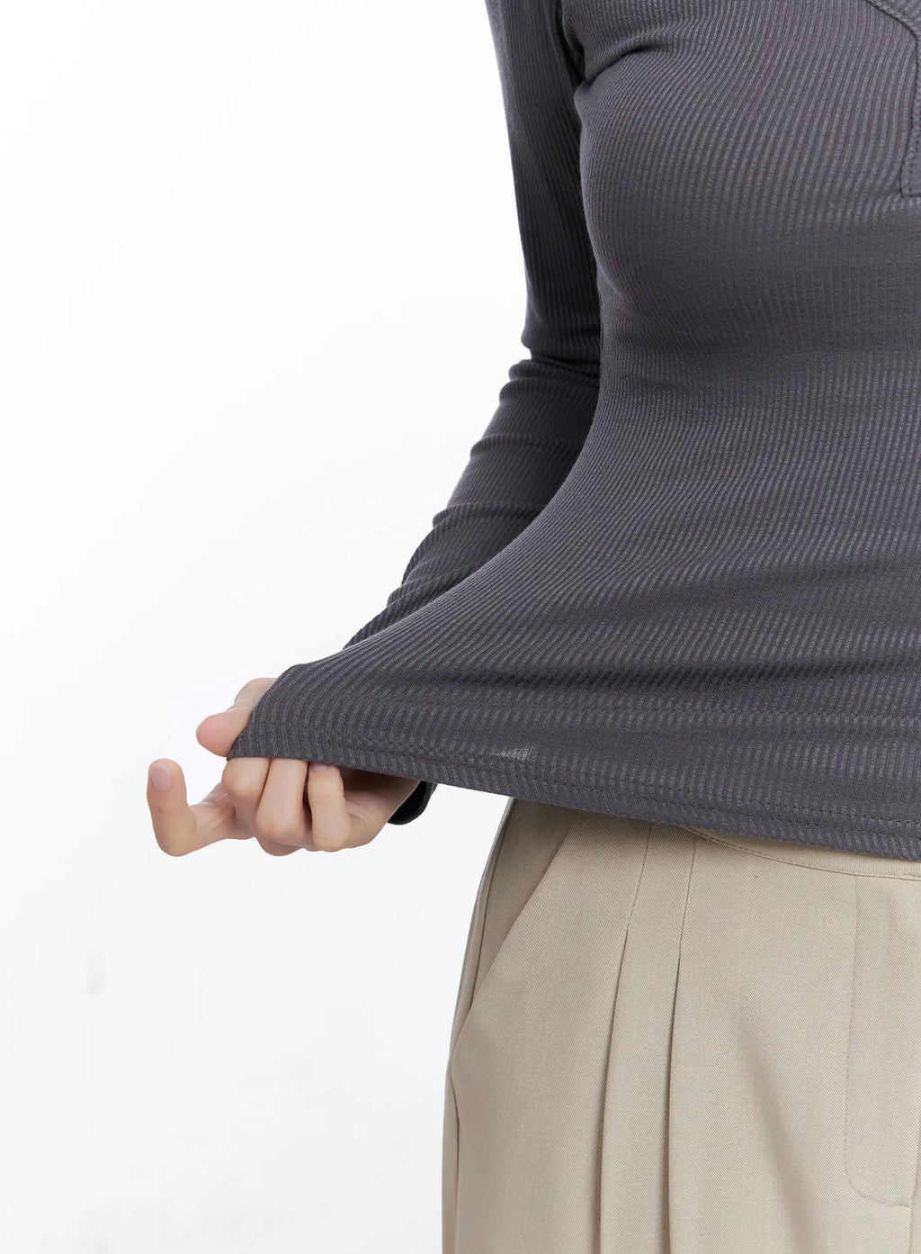 Slim-Fit Henley Neck Long Sleeve Top CG521