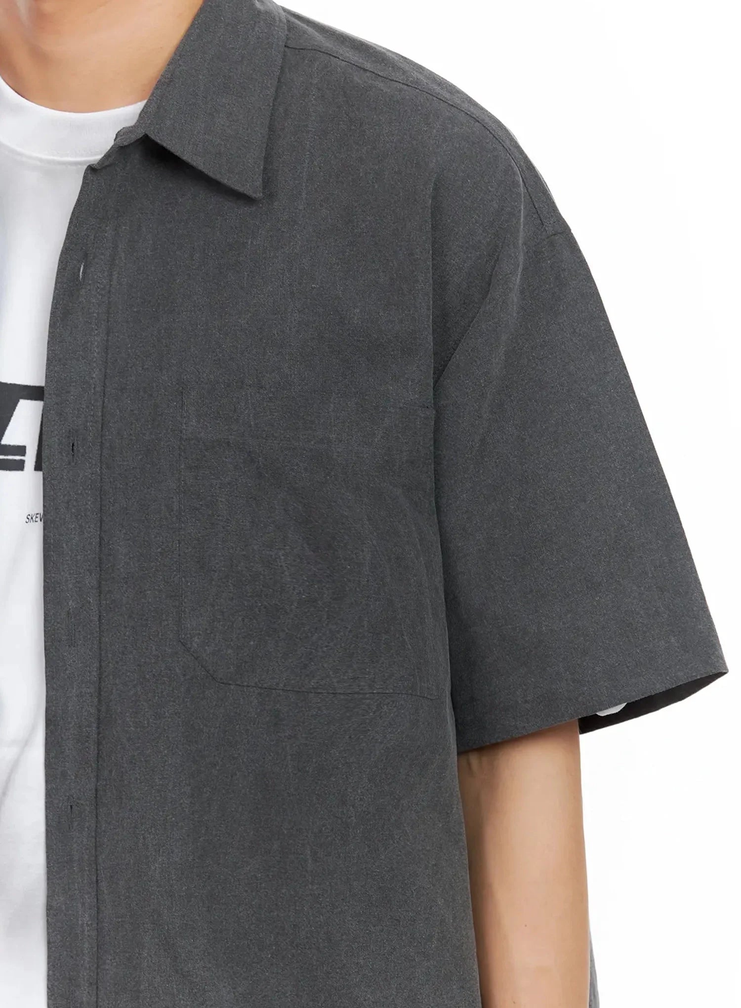 Men's Collared Short-Sleeve Button-Up Top IL516