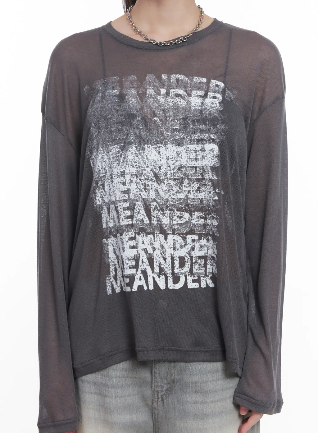 Sheer Graphic Long-Sleeve Shirt  CU520