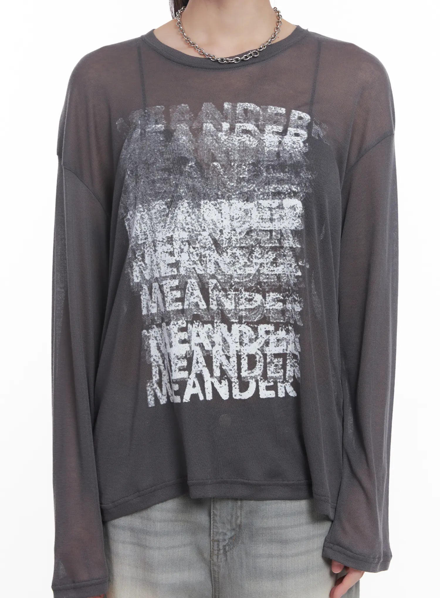 Sheer Graphic Long-Sleeve Shirt  CU520