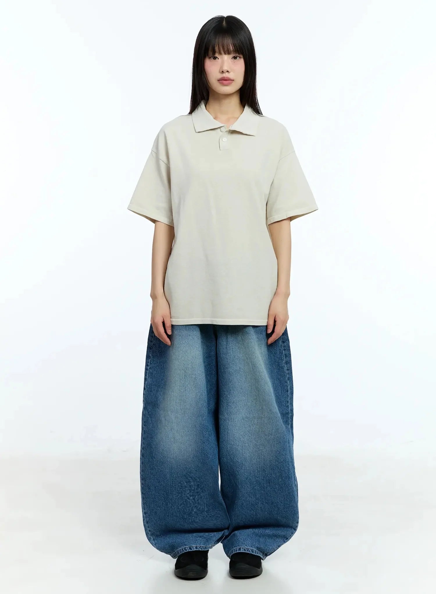 Oversized Short-Sleeve Polo Shirt IU523