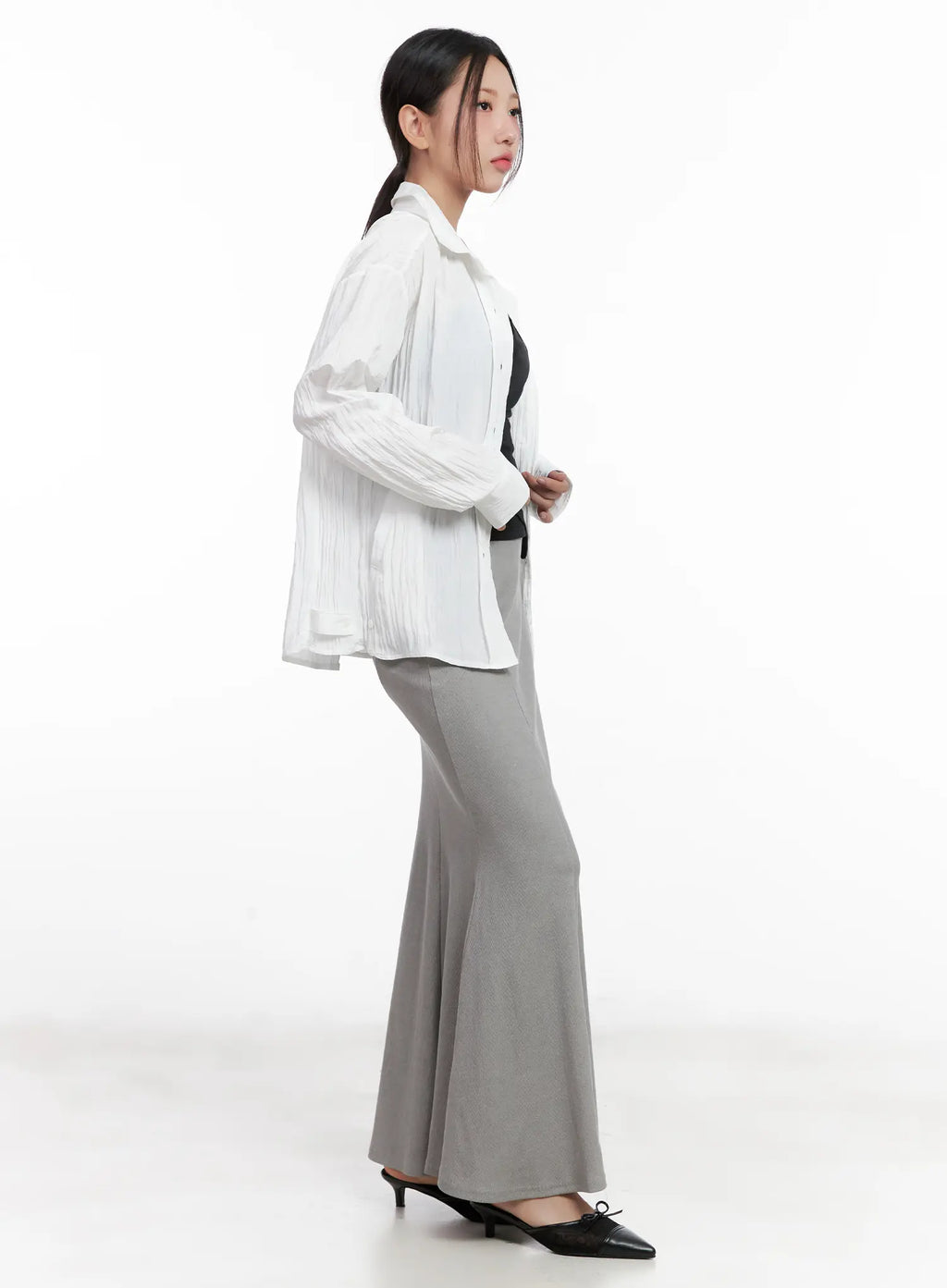 White Button-Up Long Sleeve Shirt CL518