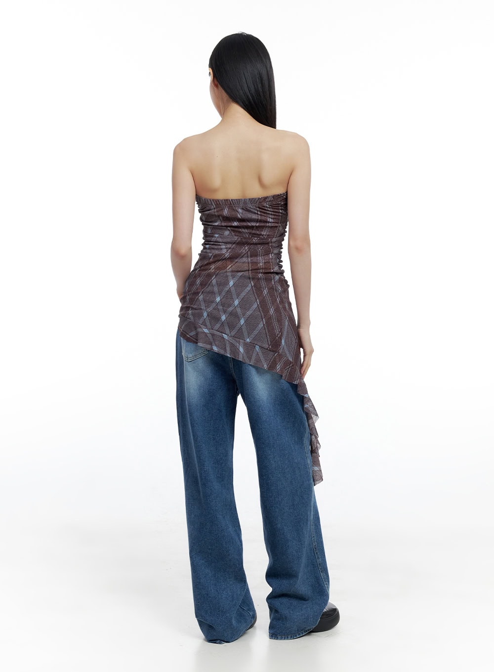 Checkered Ruffle Midi Dress CO426