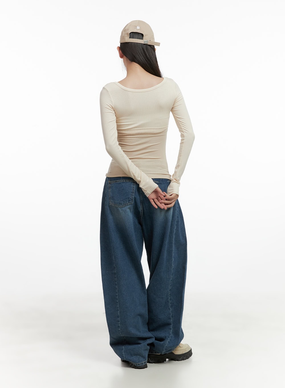 Lacey Washed Denim Baggy Jeans CO404