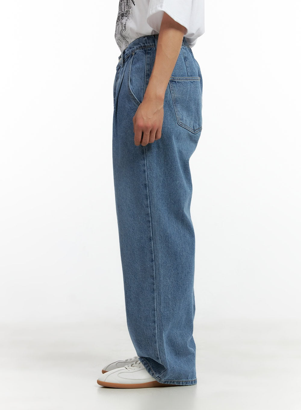 Men's Pintuck Washed Wide Fit Jeans CL429