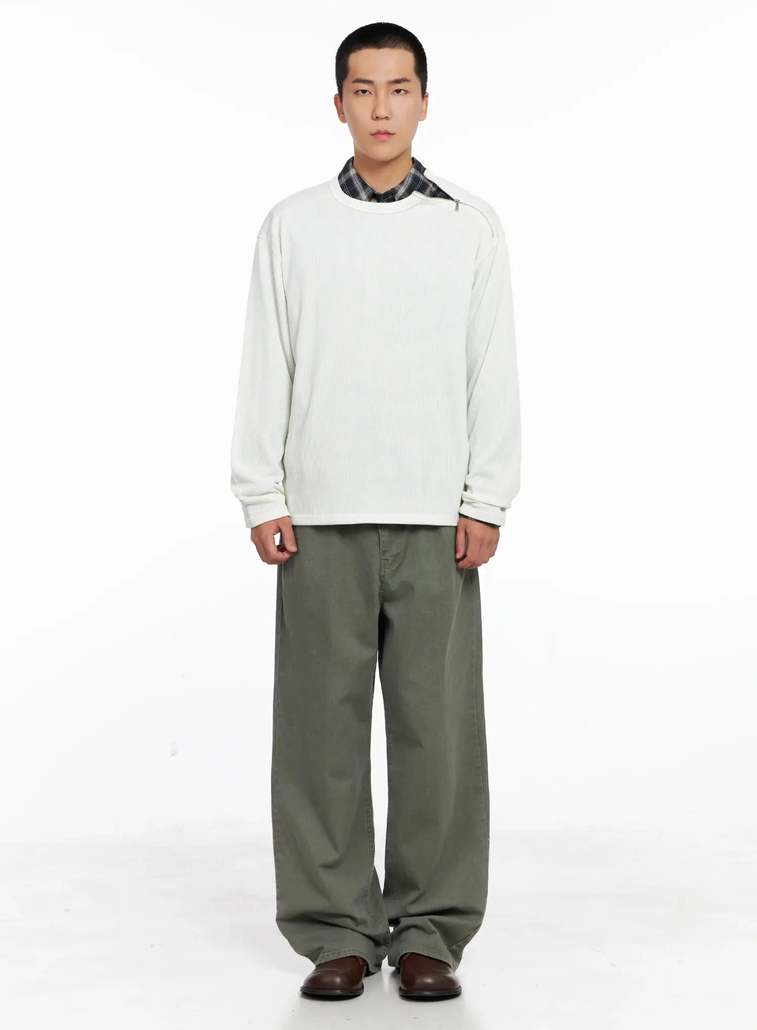 Men's One-Shoulder Zip Long Sleeve  IG529