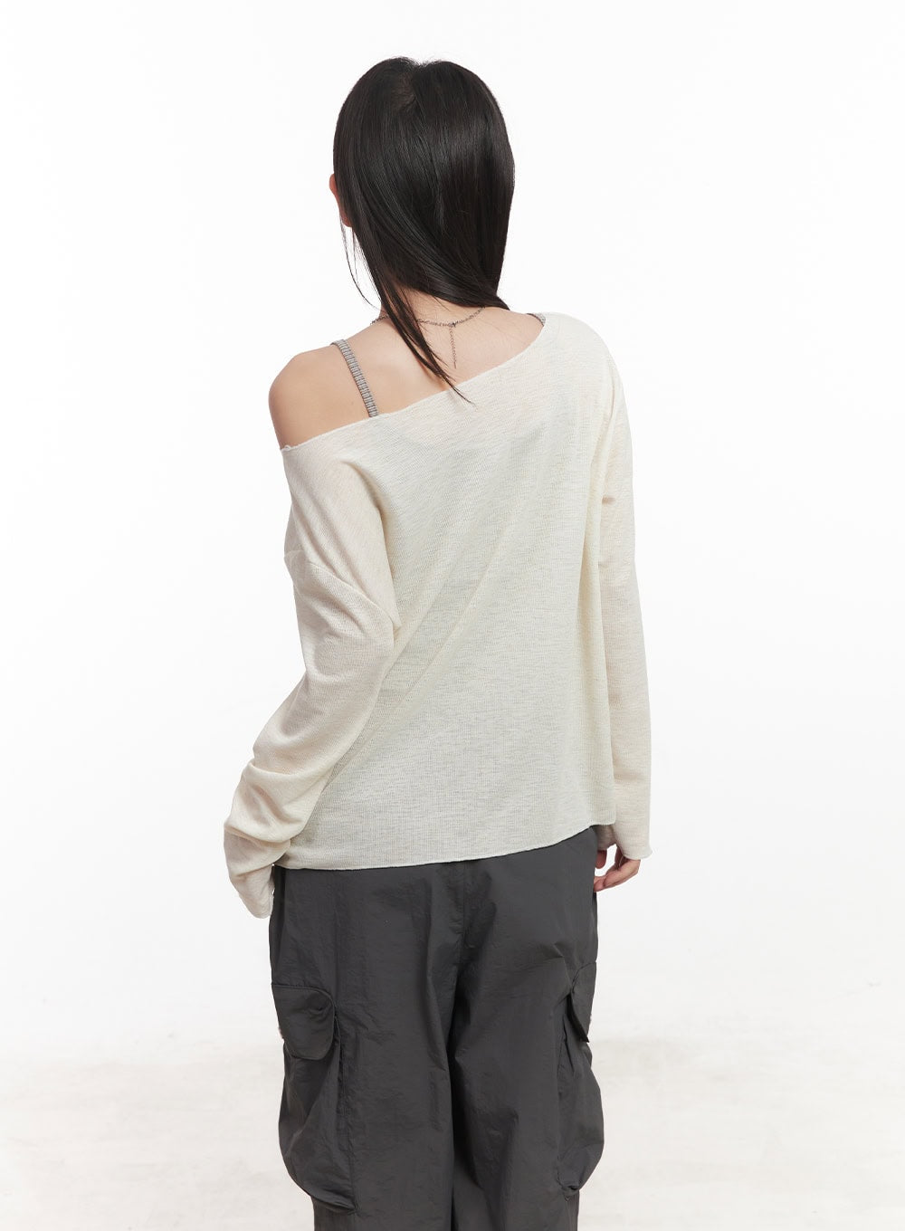 Graphic Off-Shoulder Long Sleeve Top CA518