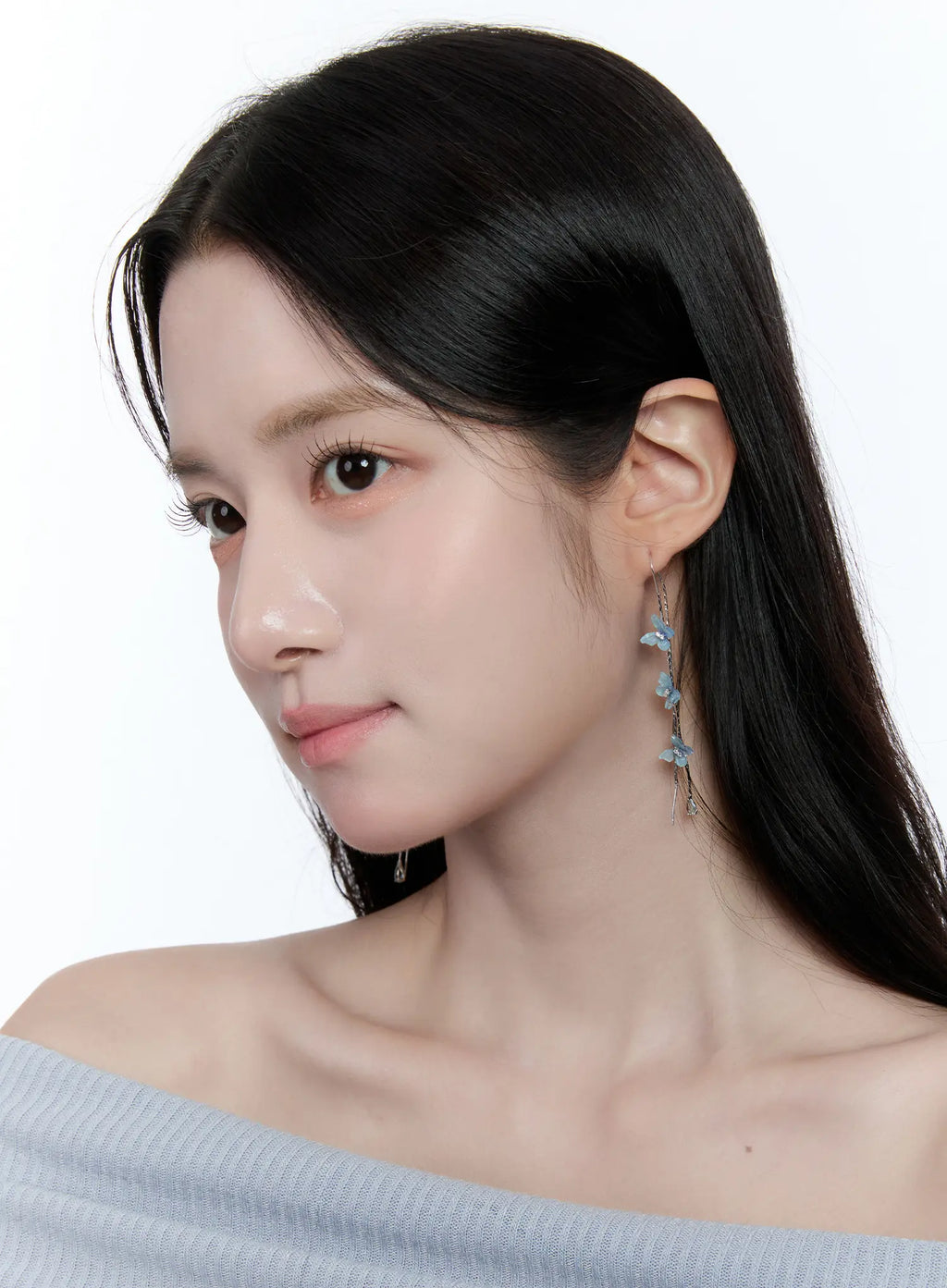 Blue Butterfly Drop Threader Earrings CC0608