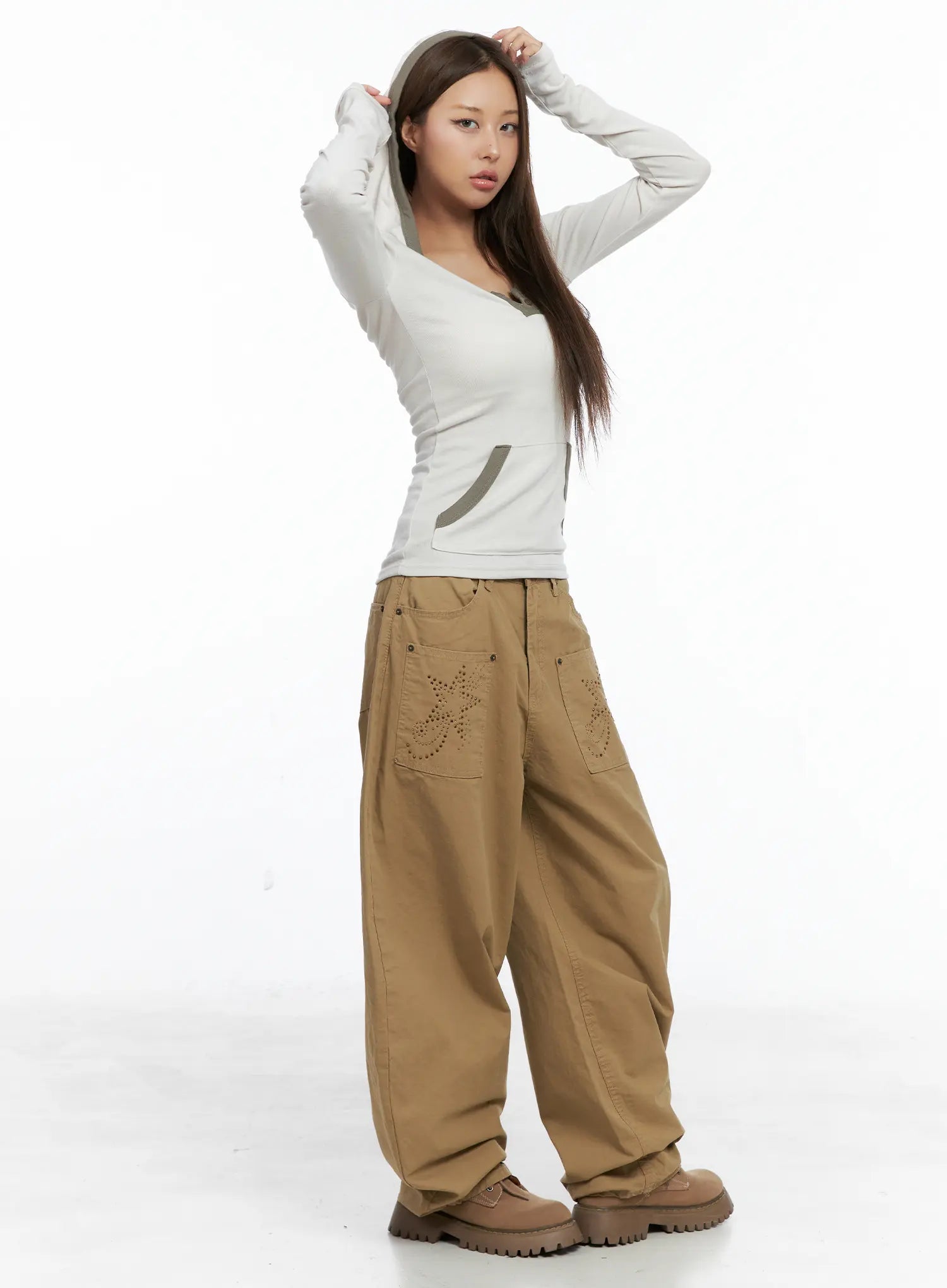 Long-Sleeve Contrast Trim Hoodie CS504