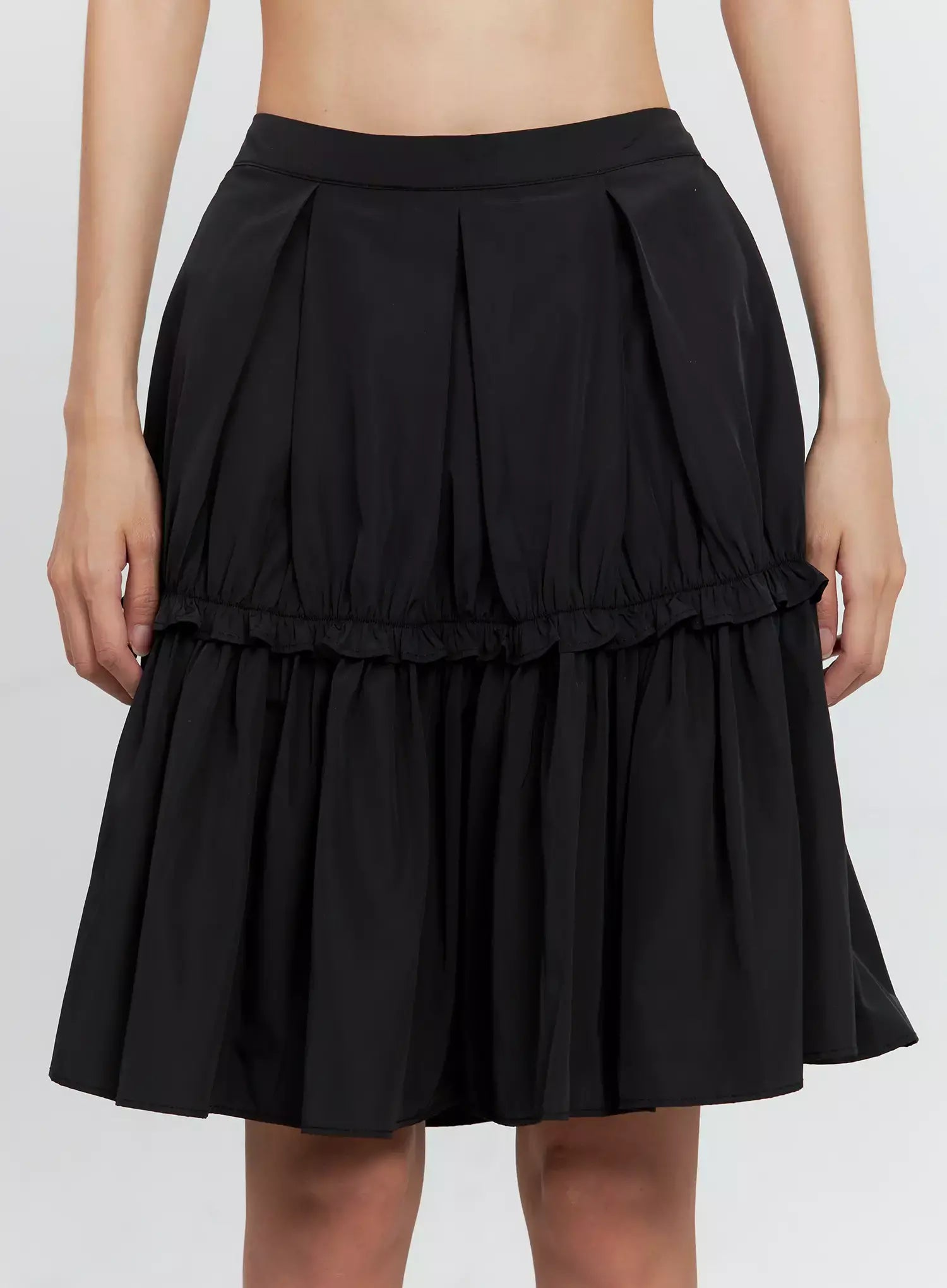 Pleated Nylon Midi Skirt IS516